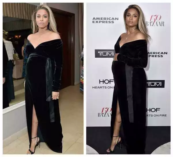 Pregnant Ciara Shows Off Her Growing Baby Bump In Glamorous Black Dress